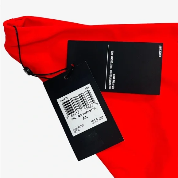 Hurley Women's Quick Dry Compression Surf Bikini Bottom Red Size XL - Picture 10 of 10